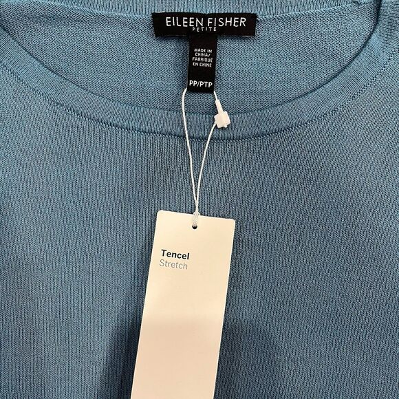 NWT Eileen Fisher Tencel Stretch Cropped Short Sleeve River Top Size 2/4P - Picture 6 of 6